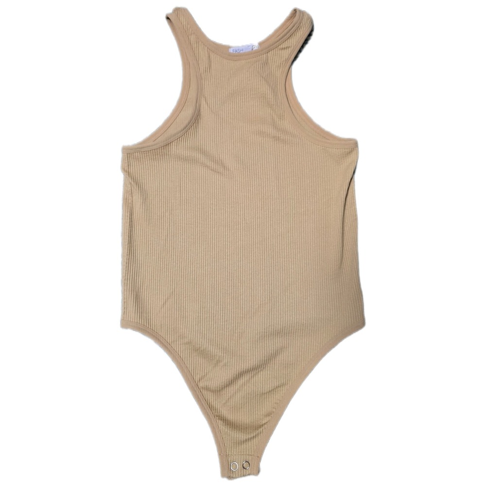 Fashion Nova Everyday Feels Seamless Bodysuit Tank Top Racerback Nude S/M (N)‎